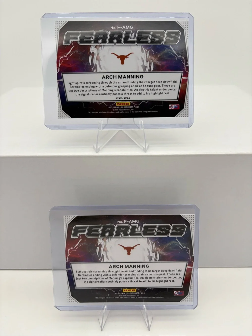 2025 Panini Prizm Draft Picks Arch Manning Fearless Rookies Red Ice 2 Card Lot